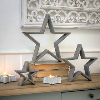 Greywash Wooden Star Large